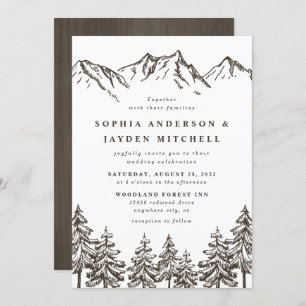 Rustic Mountain Elegant Waterverf Pine Wedding Kaart