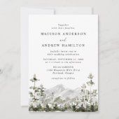 Rustic Mountain Evergreen Forest Wedding Kaart (Voorkant)