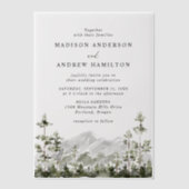 Rustic Mountain Evergreen Forest Wedding Vellum Uitnodigingen (Voorkant)