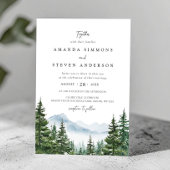 Rustic Mountain Evergreen Pine Forest Wedding Kaart
