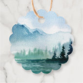 Rustic Mountain Fireflies Waterverf Wedding Bedankjes Labels (Achterkant)