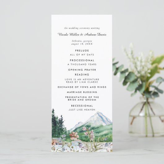 Rustic Mountain Floral | Weddenschappen-programma Programma (Staand voorkant)