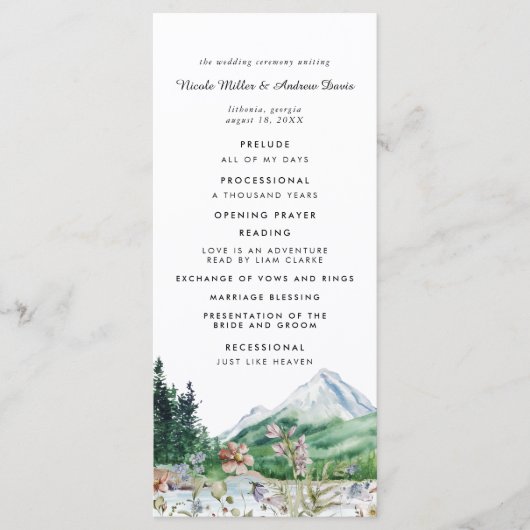 Rustic Mountain Floral | Weddenschappen-programma Programma (Voorkant)