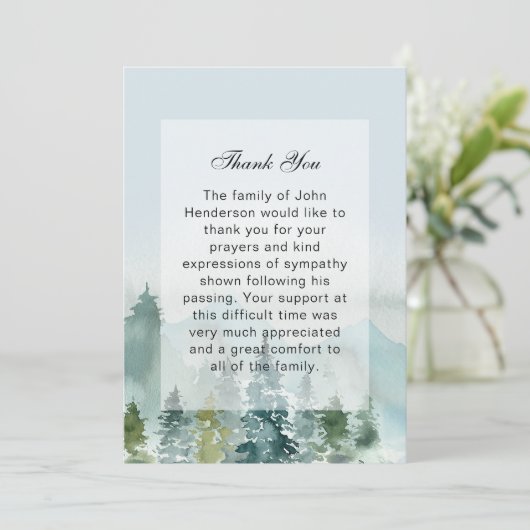 Rustic Mountain Forest begrafenis bedankkaart Kaart (Staand voorkant)
