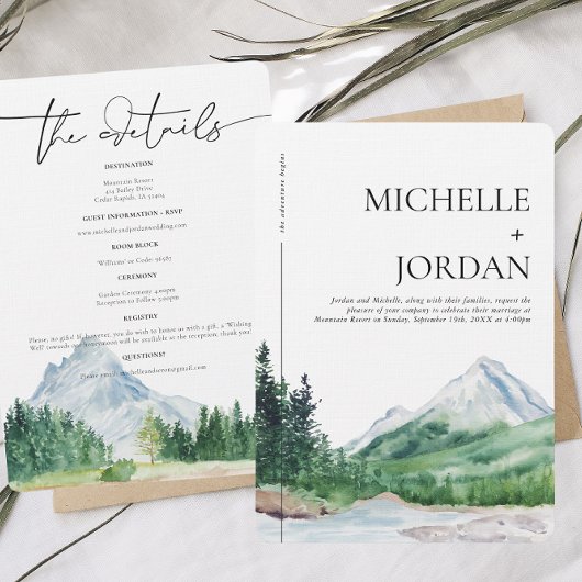 Rustic Mountain Forest Faire-part de mariage