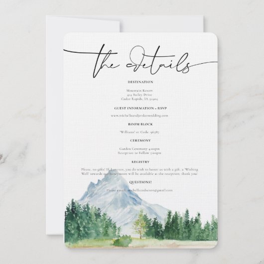 Rustic Mountain Forest Faire-part de mariage (Dos)