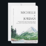 Rustic Mountain Forest Faire-part de mariage<br><div class="desc">Cette palette de montagne moelleuse, à feuillage persistant, et bleu poussiéreux, est à la fois élégante et rustique. Les tons terreux classiques sont parfaits lorsque les arbres changent de couleur, les jours sont chauds, et les nuits cool... donc, convient pour les fêtes d'automne! Il est vintage car rafraîchissant ! Ces...</div>