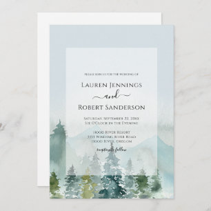 Rustic Mountain Forest Pine Tree Wedding Kaart