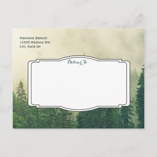 Rustic Mountain Forest Pine Trees Save the Date Aankondigingskaart (Achterkant)