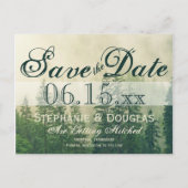 Rustic Mountain Forest Pine Trees Save the Date Aankondigingskaart (Voorkant)