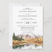 Rustic Mountain Forest Tree Budget QR Code Wedding Kaart (Voorkant)