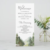 Rustic Mountain Forest Trees Programme de mariage (Debout devant)