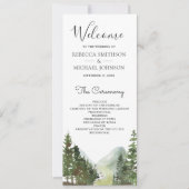 Rustic Mountain Forest Trees Programme de mariage (Devant)