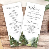 Rustic Mountain Forest Trees Programme de mariage