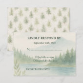 Rustic Mountain Forest Watercolor Wedding RSVP (Devant / Derrière)