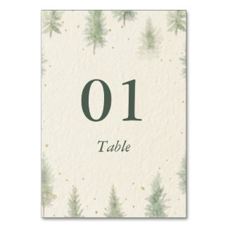 Rustic Mountain Forest Watercolor Wedding Table  Kaart
