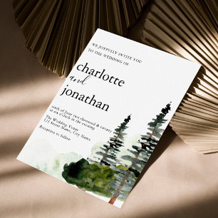 Rustic Mountain Forest Waterverf Wedding Kaart