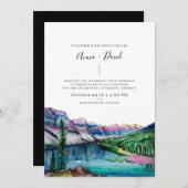 Rustic Mountain Forest Waterverf Wedding Kaart (Voorkant / Achterkant)