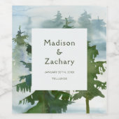 Rustic Mountain Forest Waterverf Wedding Wijn Etiket (Enkel label)