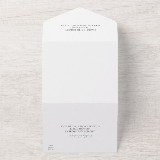 Rustic Mountain Forest Wedding All In One Uitnodiging (Buitenkant)