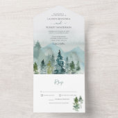 Rustic Mountain Forest Wedding All In One Uitnodiging (Binnen)