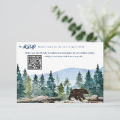 Rustic Mountain Forest Wedding RSVP Aankondiging (Staand voorkant)