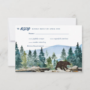 Rustic Mountain Forest Wedding RSVP Aankondiging