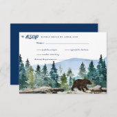 Rustic Mountain Forest Wedding RSVP Aankondiging (Voorkant / Achterkant)
