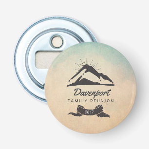 Rustic Mountain Illustration Family Reunion Button Flesopener