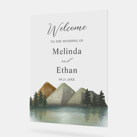 Rustic Mountain & Lake Evergreen Wedding Bienvenue (Angle)
