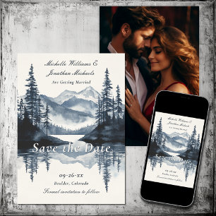 Rustic Mountain Lake   Forest Photo Wedding Save The Date