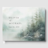 Rustic Mountain Lake Misty Pines Wedding Gastenboek (Voorkant)