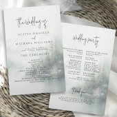 Rustic Mountain Lake Misty Pines Wedding Program Flyer