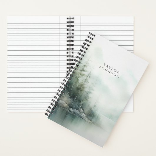 Rustic Mountain Lake Nature Scene with Name Notitieboek (Binnen)