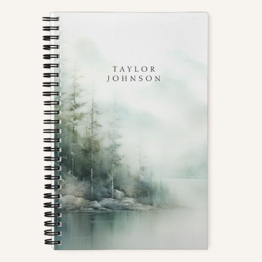 Rustic Mountain Lake Nature Scene with Name Notitieboek (Voorkant)