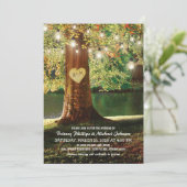 Rustic Mountain Lake Twinkle Lights Wedding Kaart (Staand voorkant)