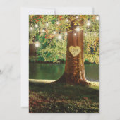 Rustic Mountain Lake Twinkle Lights Wedding Kaart (Achterkant)