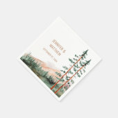 Rustic Mountain Landscape, Fog, Pine Trees Wedding Servet (Hoek)