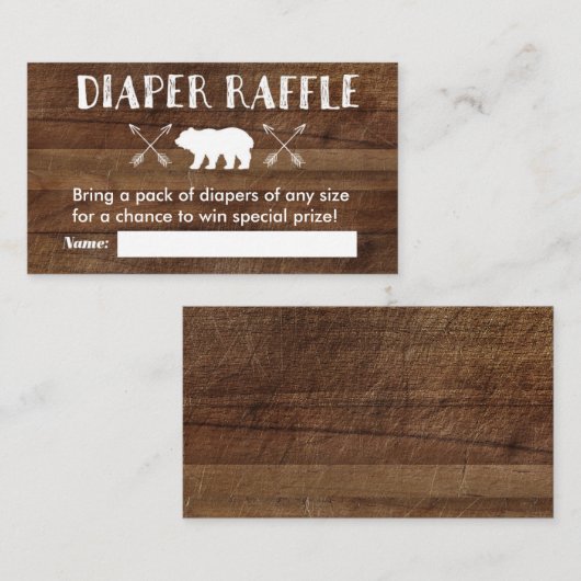 Rustic Mountain - Luier Raffle Kaart (Voorkant / Achterkant)