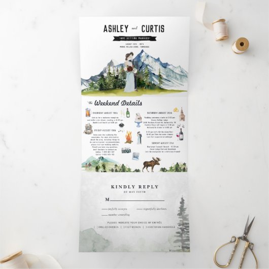 Rustic Mountain Mariage Invitation Tri-Fold (Intérieur)