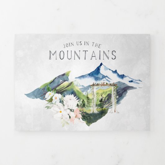 Rustic Mountain Mariage Invitation Tri-Fold (Page de couverture)