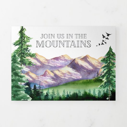 Rustic Mountain Mariage Invitation Tri-Fold (Page de couverture)