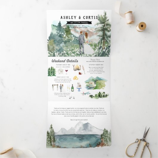 Rustic Mountain Mariage Invitation Tri-Fold (Intérieur)