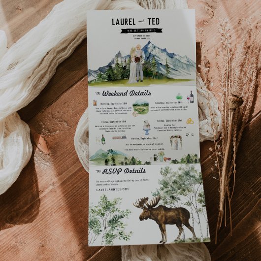 Rustic Mountain Mariage Invitation Tri-Fold