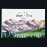 Rustic Mountain Mariage Livre d'invité personnalis<br><div class="desc">Ce livre d'hôtes original de mariage de montagne peut être customisé avec vos noms et date de mariage au-dessus d'un unique motif de montagne et d'arbre peint à la main. Vos noms et dates sont également sur la colonne vertébrale. Une touche parfaite à votre réception de mariage rustique en montagne!...</div>