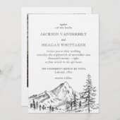 Rustic Mountain Mariage Photo Invitation Modèle (Devant / Derrière)