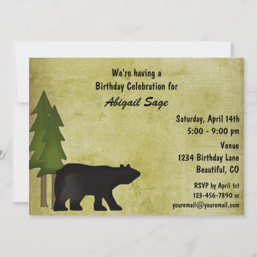 Rustic Mountain Pays Ours Anniversaire Invitation (Dos)