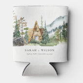 Rustic Mountain Pine Forest Wood Cabin Wedding Blikjeskoeler (Voorkant)