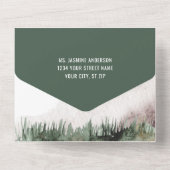 Rustic Mountain Pine Tree voor bruiloft QR-code All In One Uitnodiging (Achterkant)
