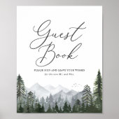 Rustic Mountain Pine Tree Wedding Guest Book Sign Poster (Voorkant)